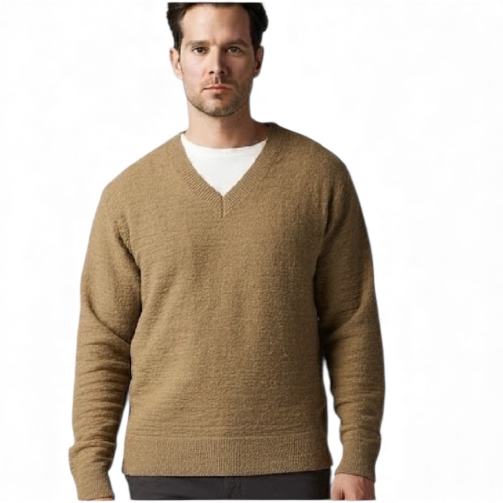 GAP Merino Wool Men's V-Neck Sweater in‎ Brown